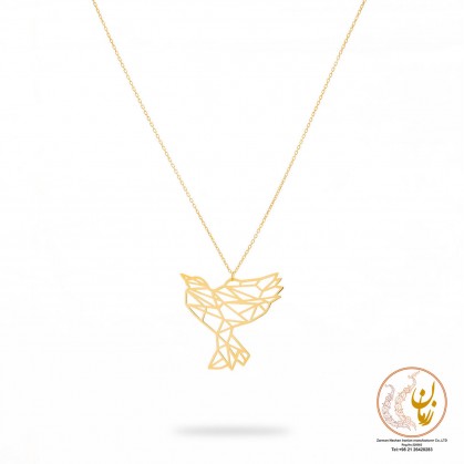 گردنبند طلا - طرح پرنده‌ی اوریگامی-ZMM0851